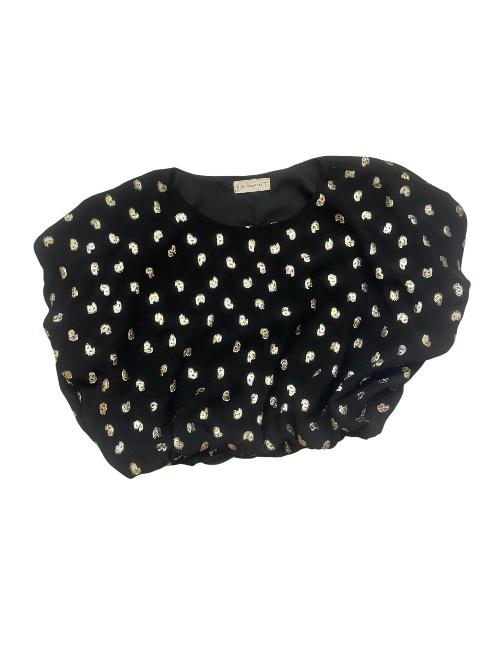 BY TOGETHER BOUTIQUE crop bubble shirred blouse women’s size small - Picture 9 of 12